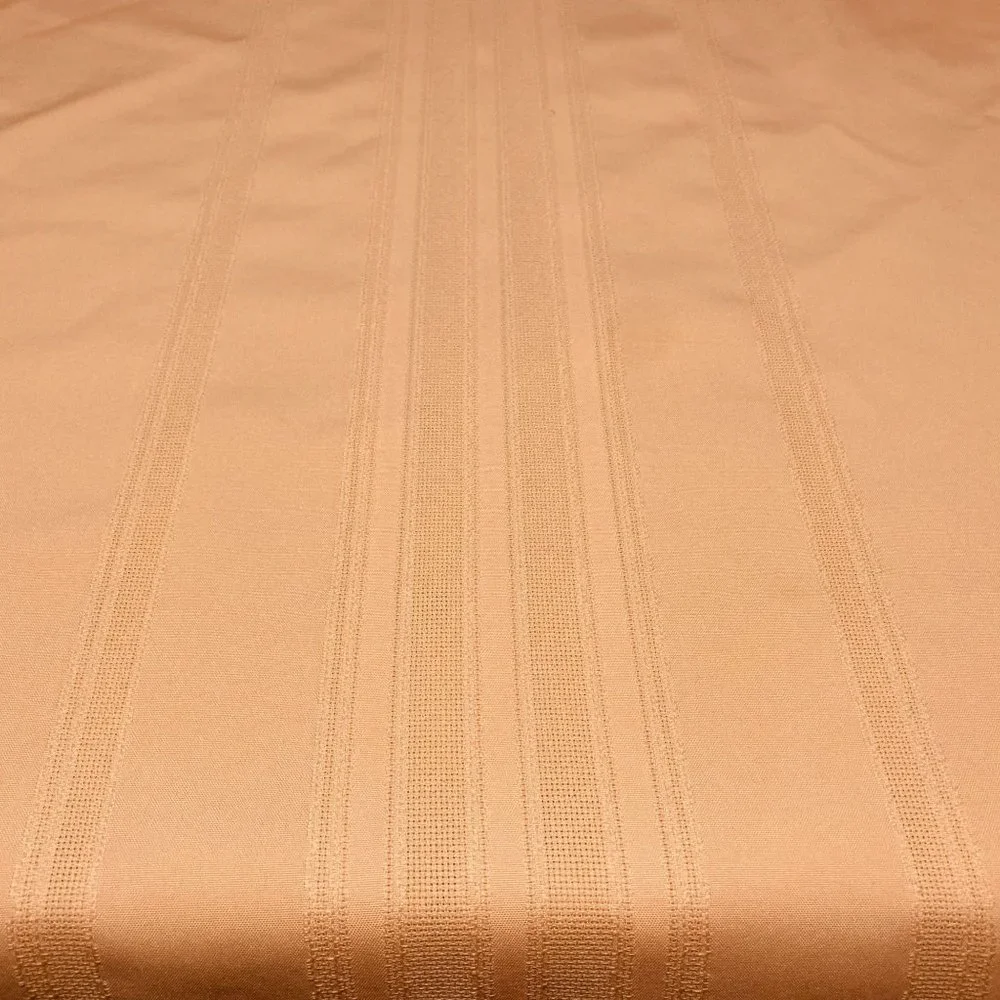 Vintage Tablecloth Table Cover Pink Peach Polyester Blend Vertical Bands Pattern